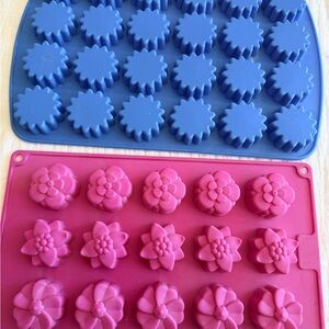 Silicone Flower & Star Mini Mold Set - Blue & Pink